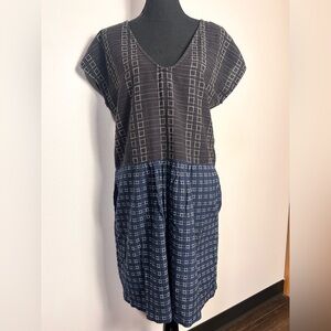 Ace & Jig Mixed Pattern Handwoven Cotton Dress Blue Brown Metallic XS/S